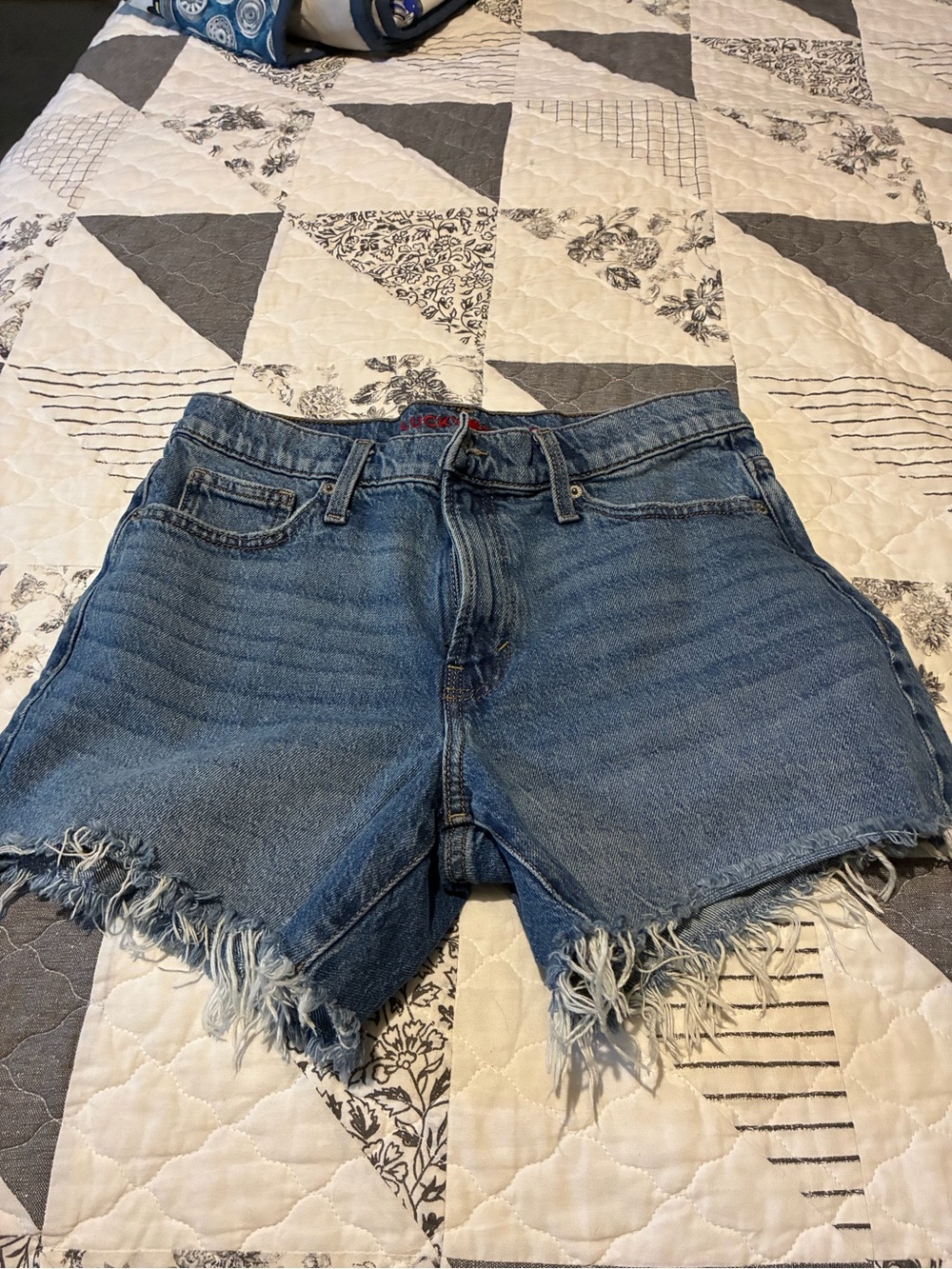 Lucky Brand Frayed Hem Denim Shorts - size 4/27